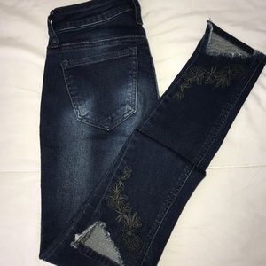 Rampage Skinny Sophie Mid Rise Jeans- Dark blue